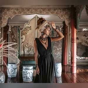 UNWORN NWOT Aya Sacred Wear Black Goddess Gown- so many ways to wear it!!